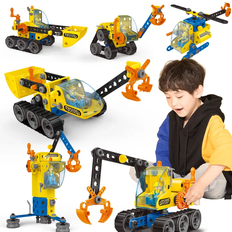117PCS 6 в 1 Конструктор STEM для сборки игрушек Город Строительный грузовик DIY Набор для строительства Мелкая моторика Подарок для детей