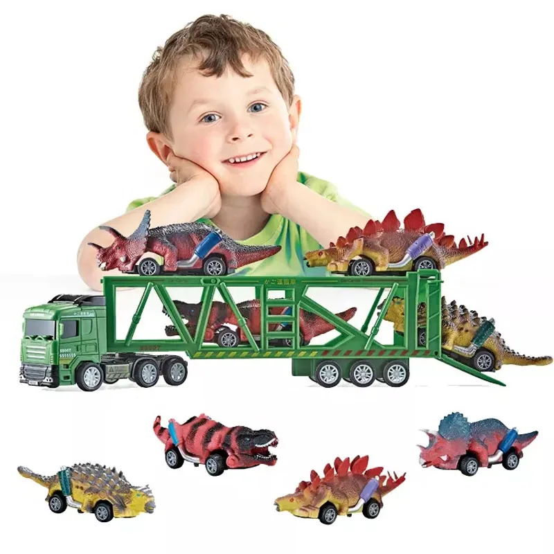 Оптовые пластиковые игрушки для детей Tombotoys, моторизованный грузовик для детей, интеллектуальный образовательный инженерный набор с мини-пулевыми черными динозаврами, игрушки для мальчиков