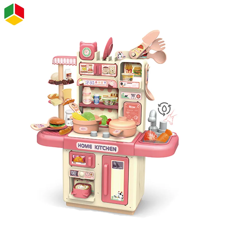 Набор игрушек для ролевых игр Qstoys для детей с имитацией света и звука Используйте 3*1.5V батареи AA Набор игрушек для готовки Симулированный кухонный набор