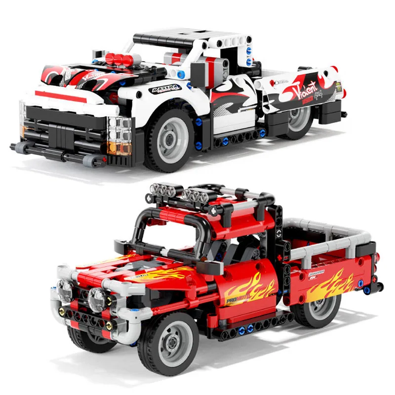 452PCS Сборная модель пикапа с функцией обратного хода, внедорожное транспортное средство, пластиковые строительные блоки для детей