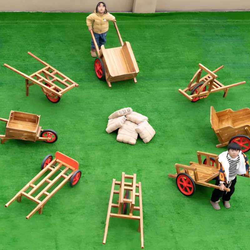 Детская деревянная тележка-игрушка, для детского сада и preschool, уличная игра, прочная деревянная тележка для детской активности