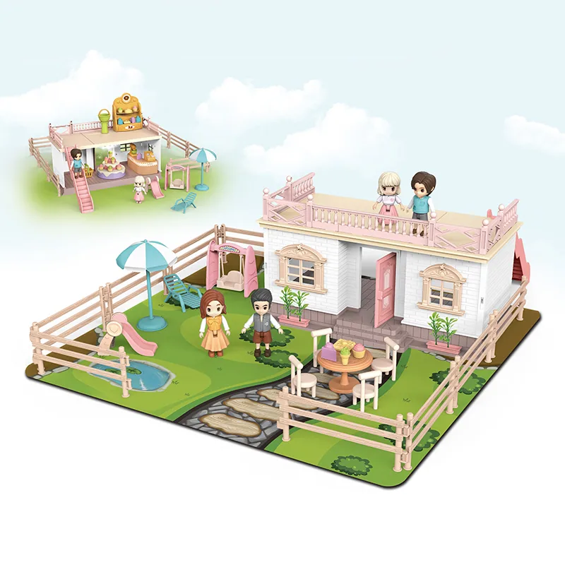 Кукольный домик QS New Kids для ролевых игр с куклами 2PCS Сладости и цветное освещение, подарок для девочек, пластиковый набор игрушек для ролевых игр