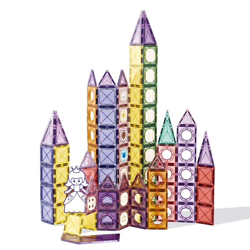 106PCS Набор магнитных блоков для детей Игровой дом Креативный 3D Конструктор замка для дошкольников Магнитные плитки для строительства игрушек