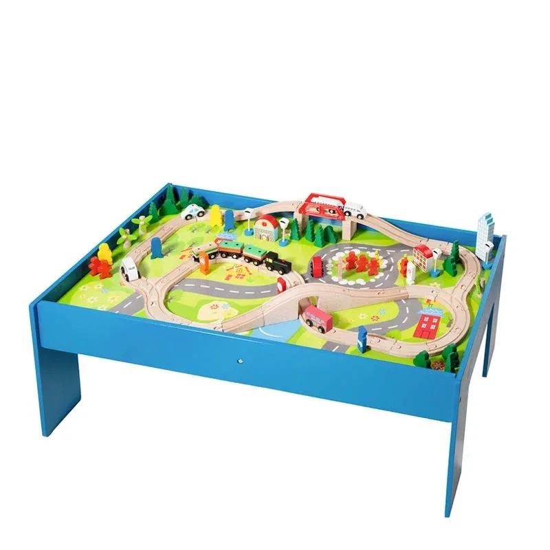 Деревянный игровой стол для железной дороги как аксессуар для игрушечной железной дороги