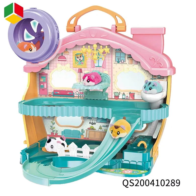 Игровой набор с дорожкой для хомячка Qstoys, плюшевый хомячок с батарейкой, игрушечный питомец