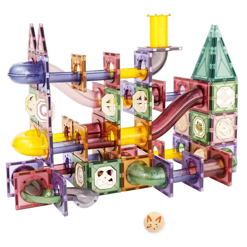 160PCS Пластиковая трубка магнитные строительные блоки игрушка для детей гонка шариков весёлый магнитные плитки конструирование мраморный бегунок