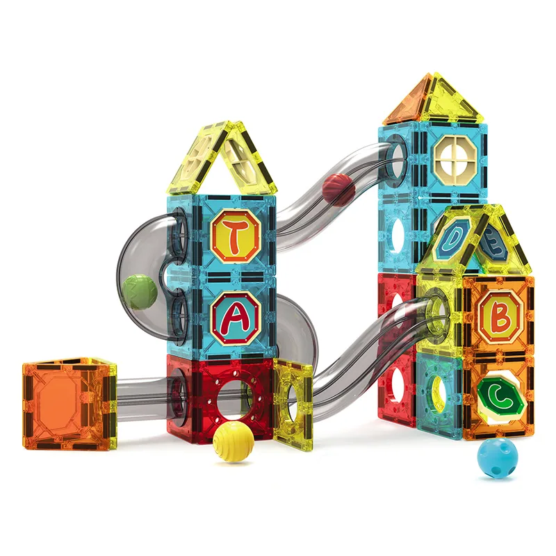 82PCS Детские игрушки для самостоятельного создания магнитных конструкций, цветные прозрачные трубки, шарики, трасса для детей, пластиковые магнитные 3D Конструкторы игрушки
