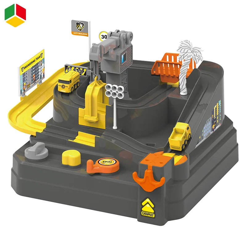 QS Amazon Горячая Распродажа Гоночная Игра для Детей Настольная Игра Инженерное Приключение Игра Слот Трасса Поезда Игрушка Машина с 4 ШТ Бесплатная Колесная Машина
