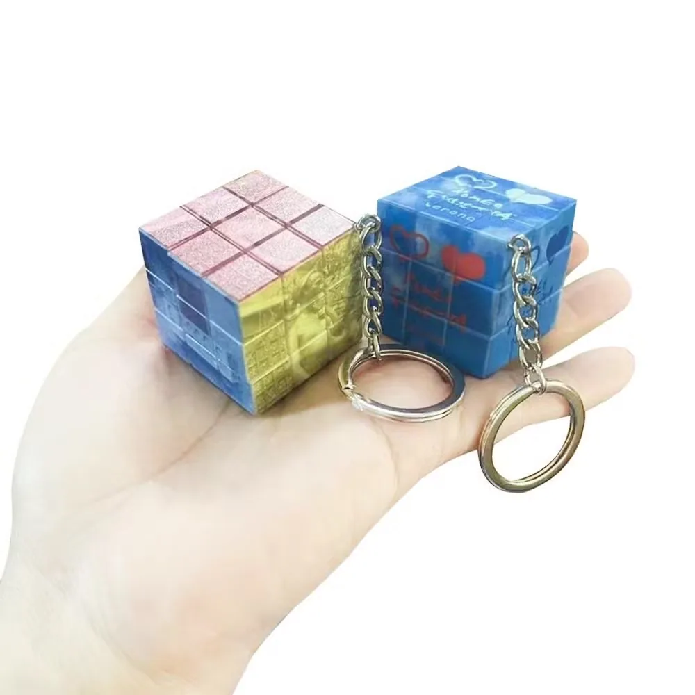 Кастомный логотип 3cm 3.5cm 3X3 Магический куб 3X3X3 УФ реклама подарок фото DIY образовательный 3D Пазл-куб с брелком