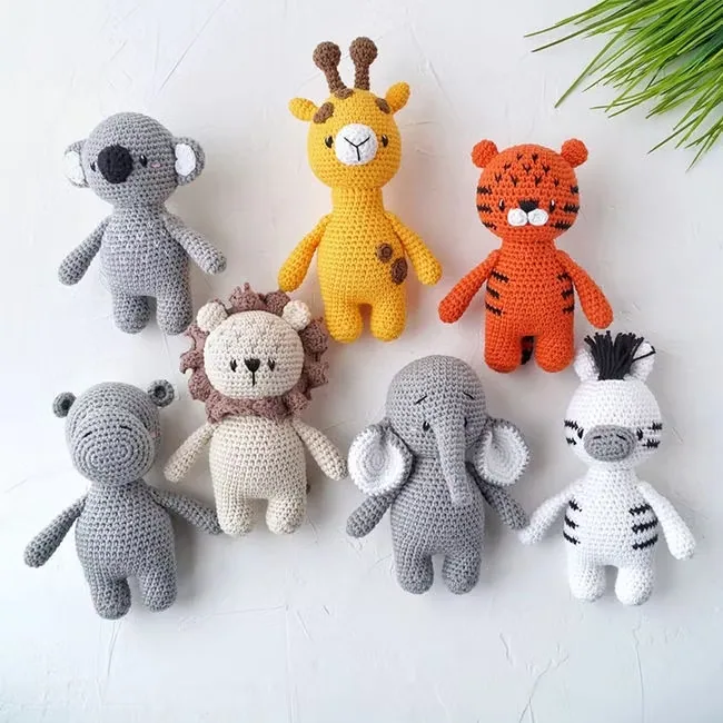 Вязаные игрушки из хлопка в виде детенышей джунглей, мягкие, ручной работы