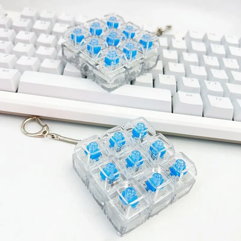 3 Игрушка-брелок для снятия стресса с клавишами PCS Key, прозрачный ABS+PC, механическая клавиша-кликер, идеальна для снятия тревожности