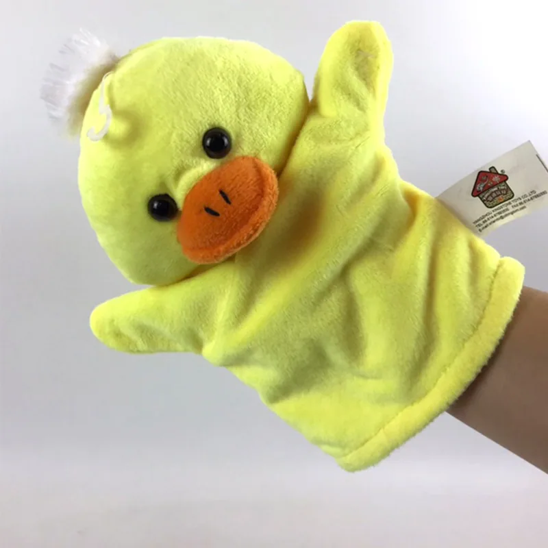 Детские обучающие игрушки 30cm Мягкая желтая плюшевая игрушка в виде курицы, ручная кукла-перчатка
