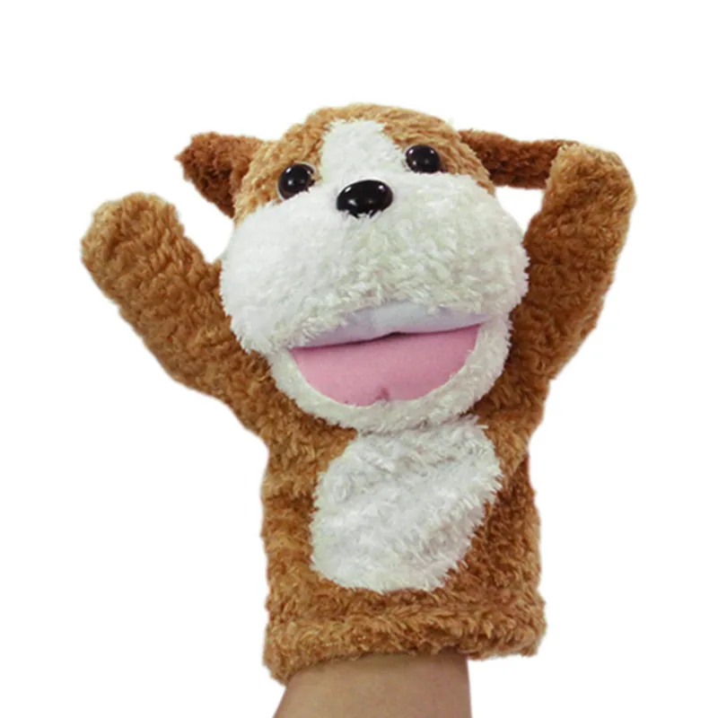 Оптовая 30cm Коричневая Пухлая Мягкая Плюшевая Игрушка Собака Кукла-Рукавичка