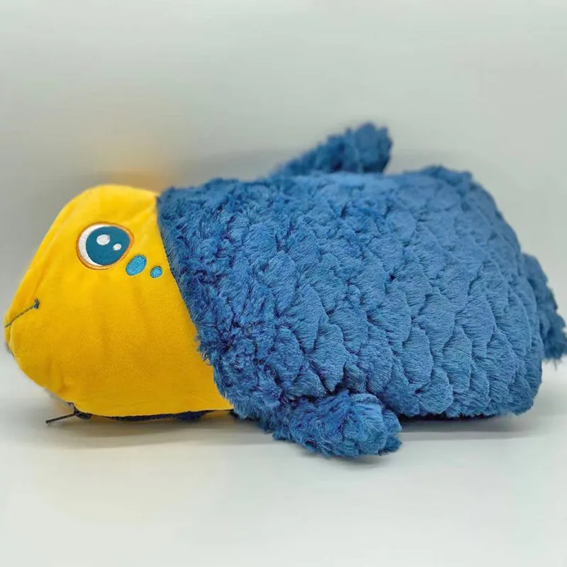 Оптовая 35cm Индивидуальная синяя мягкая рыбка животное мягкая игрушка милая грелка для рук