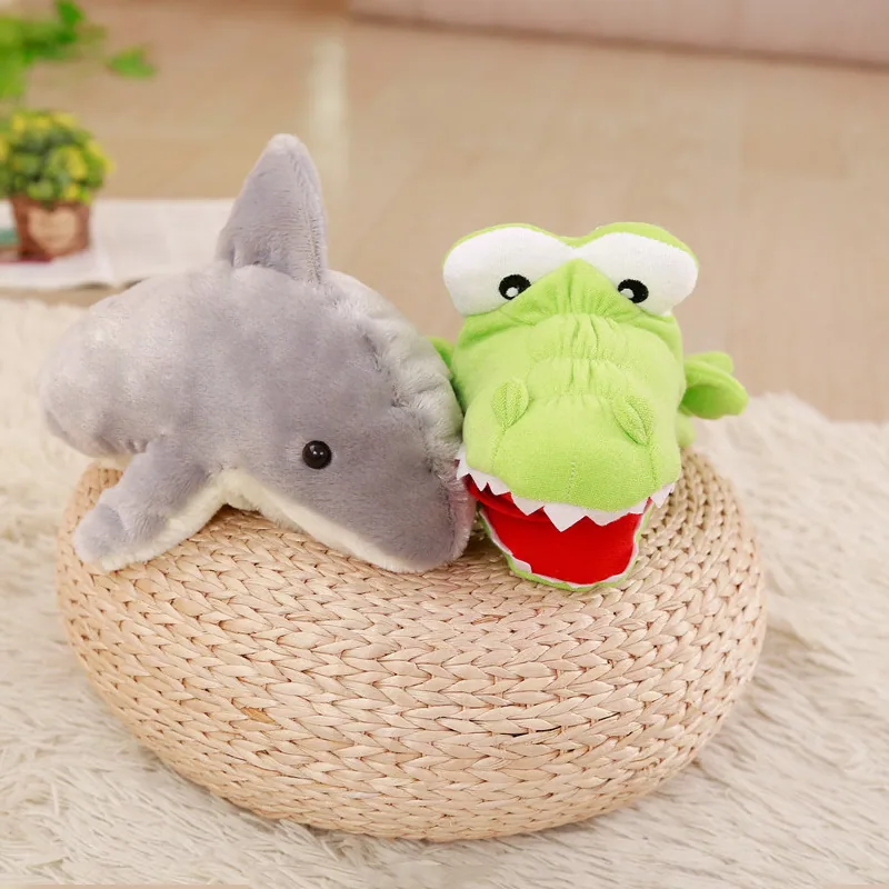 38cm Милый акула-крокодил мягкая кукла-рукавичка игрушка для рассказов для детей, успокаивающая кукла, акула мягкая кукла для драматического представления