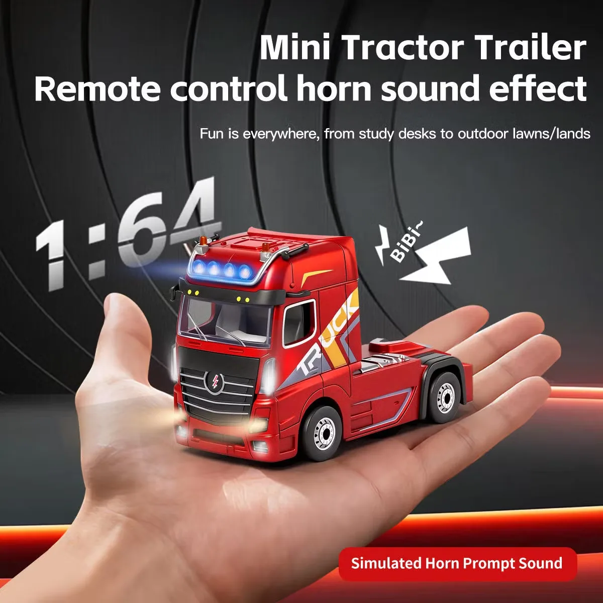 Влтойс 6408 1/64 2.4G 4WD 3-Speed Съемный прицеп радиоуправляемого контейнерного грузовика, моторизованная опорная рама, светодиодный свет, звук радиоуправляемого полуприцепа