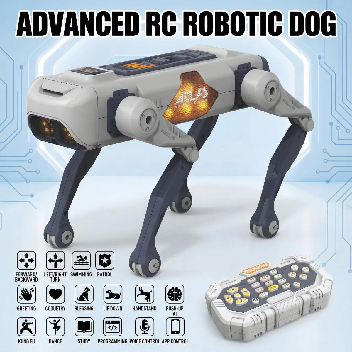 Игрушка-робот собака AiJH Al RC - образовательная игрушка для детей с управлением через приложение, голосовым управлением, пением и танцами, интеллектуальный радиоуправляемый робот-собака