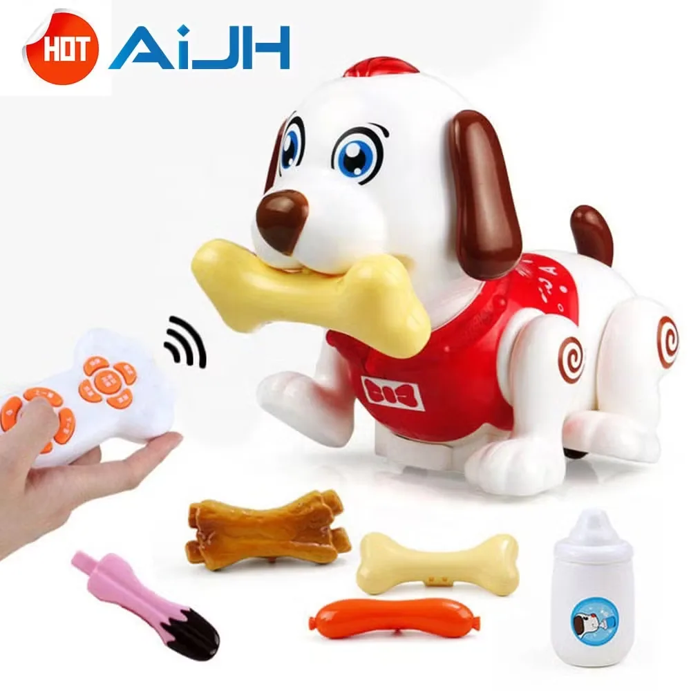 Игрушечная собака-робот Aijh, робот-пес с индукцией, распознавание пищи, ходьба, танцы, музыка, образовательные игрушки для детей