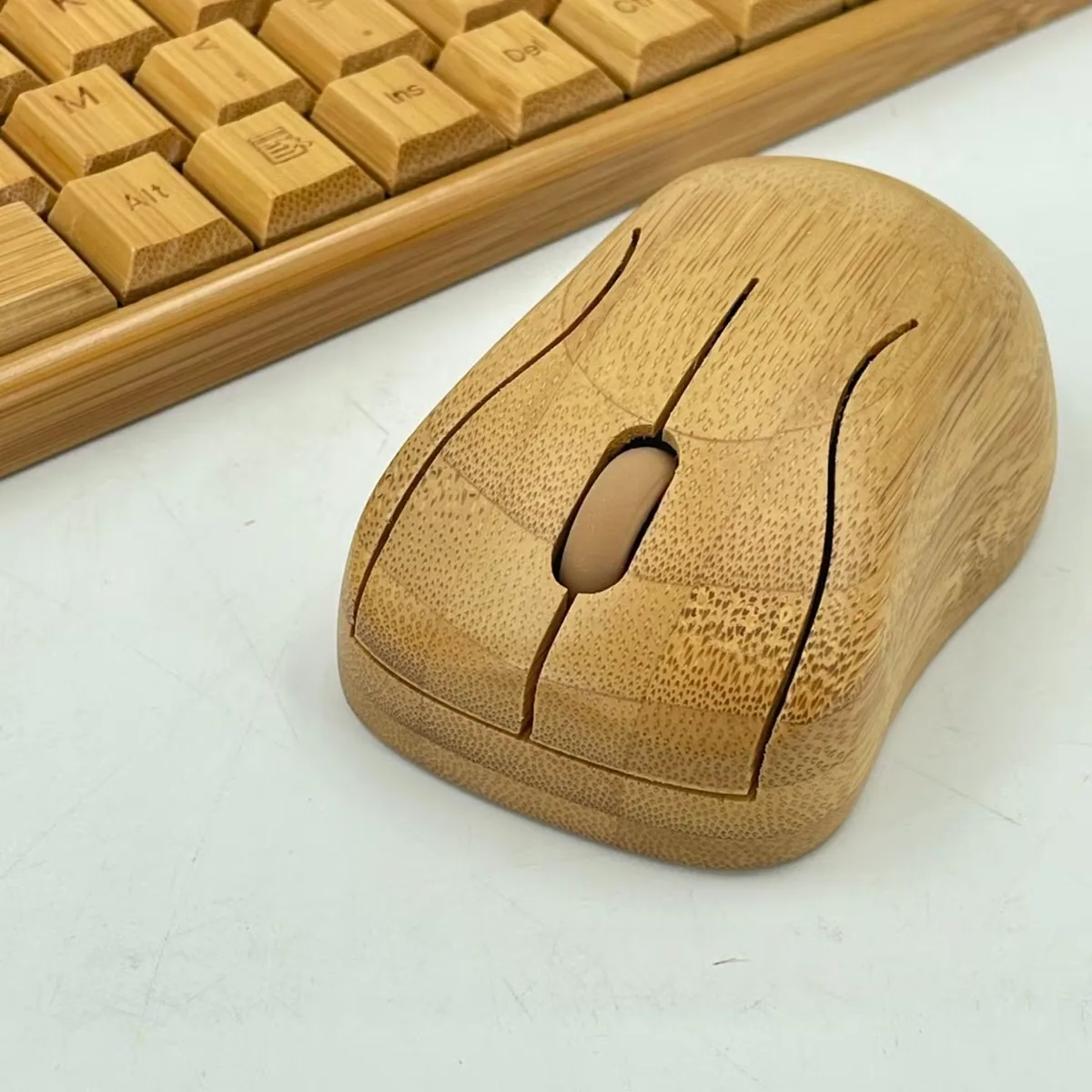 Бамбуковая беспроводная USB мини-батарейная бесшумная мышь для компьютера / ноутбука