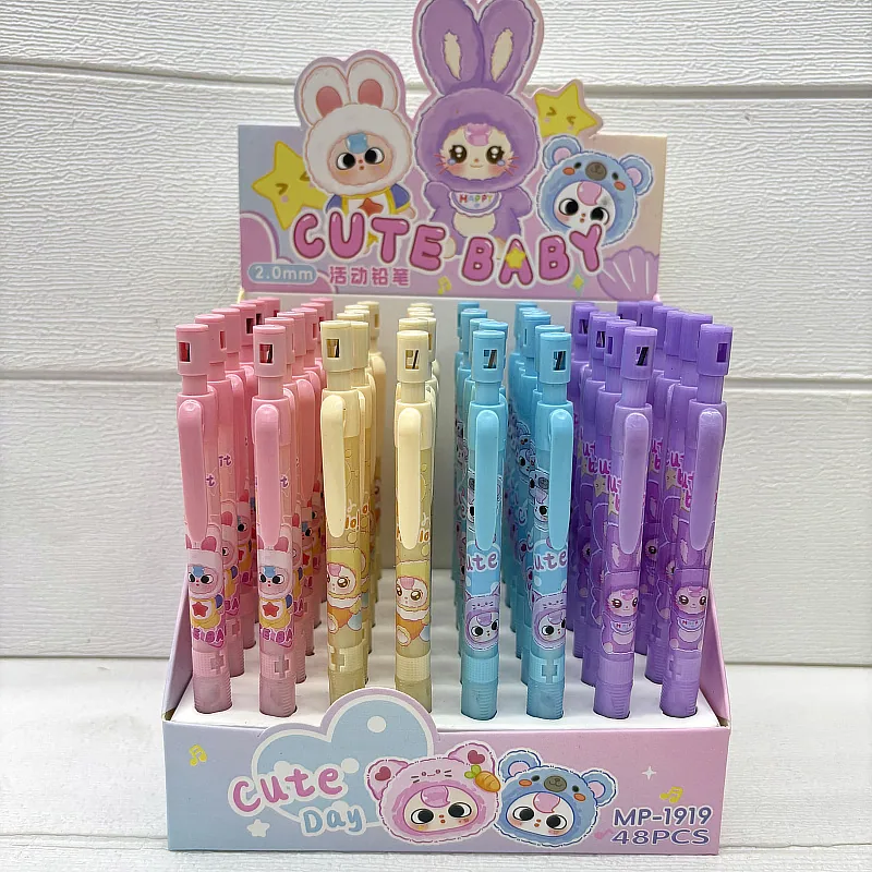 48PCS/Set Оптовая дешевая цена на набор механических карандашей с тремя покемонами Пикачу для школы и офиса, аниме канцелярия