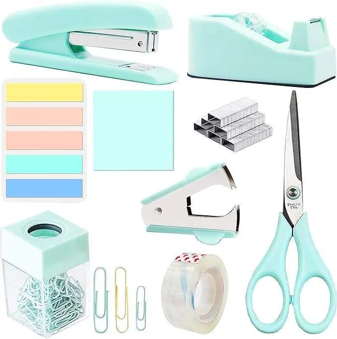Набор канцелярских принадлежностей: офисный подъемник, ножницы, степлер, скрепка
