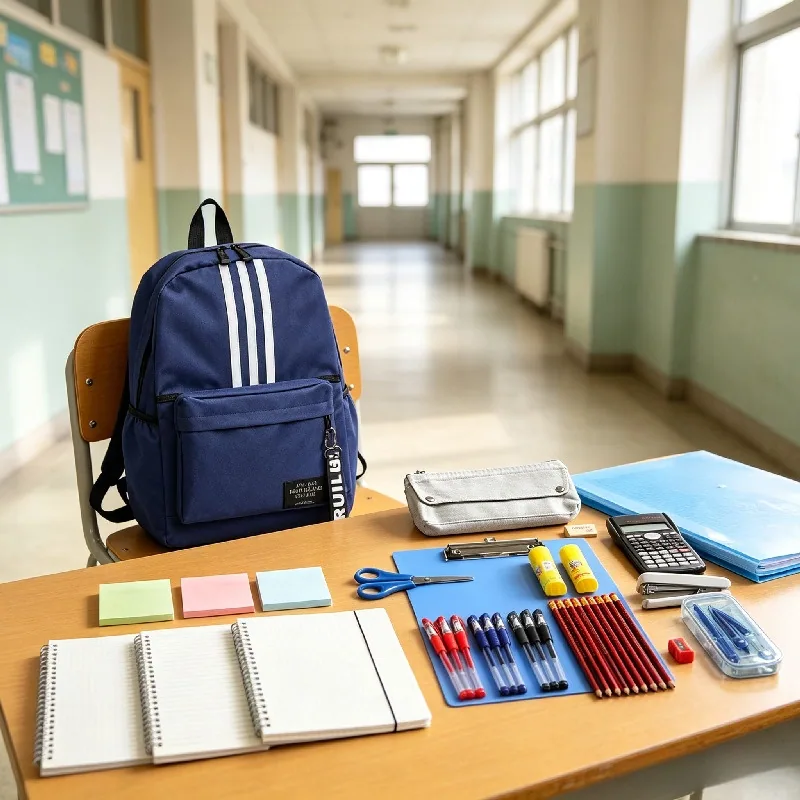 Комплект канцелярских принадлежностей для школы, темно-синего цвета, прочный, для мальчиков и девочек, детей начальной школы