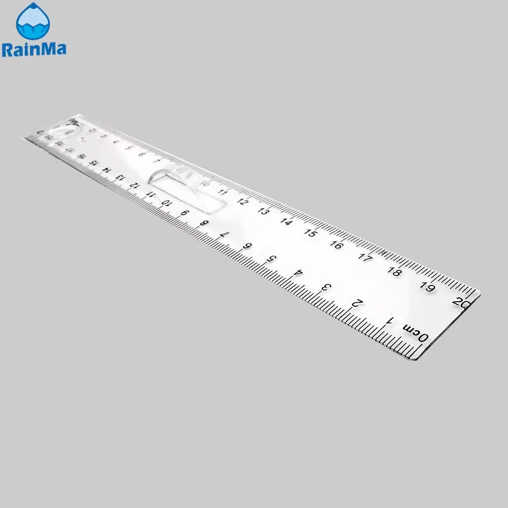 20cm Прозрачная пластиковая линейка с ручкой для школы и офиса