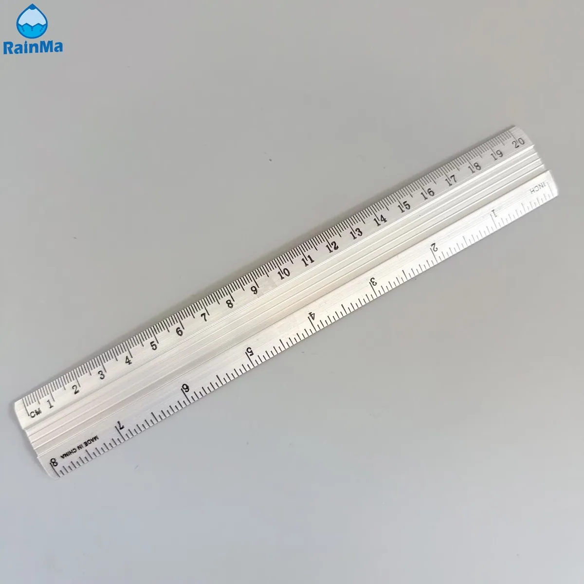 20cm Алюминиевая линейка с масштабом для канцелярского измерения и рисования