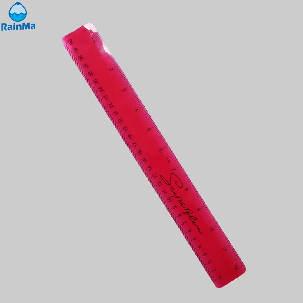 30cm Офисная красная пластиковая гибкая линейка с индивидуальным логотипом