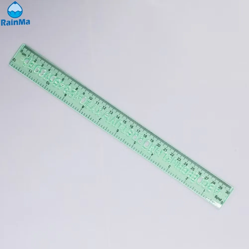 30cm Прозрачная пластиковая линейка с буквами для школьников