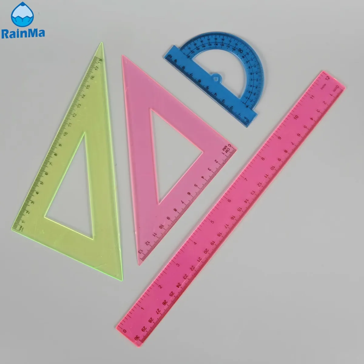4 PCS 30cm Набор пластиковых геометрических линейок с индивидуальным цветом