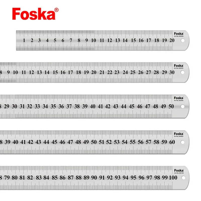 Промоция канцелярских принадлежностей Foska School Толстая нержавеющая сталь Канцелярские 20cm/30cm/50cm/60cm/100cm Металлическая линейка
