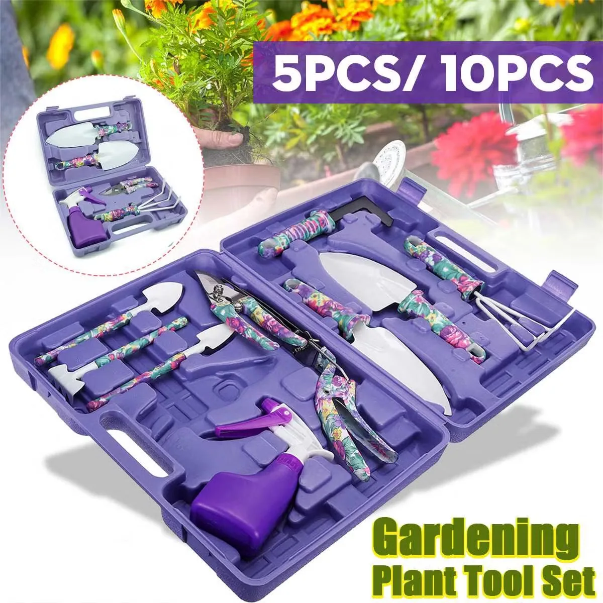 10 Набор инструментов для женщин PCS Purple Flower для сада на открытом воздухе