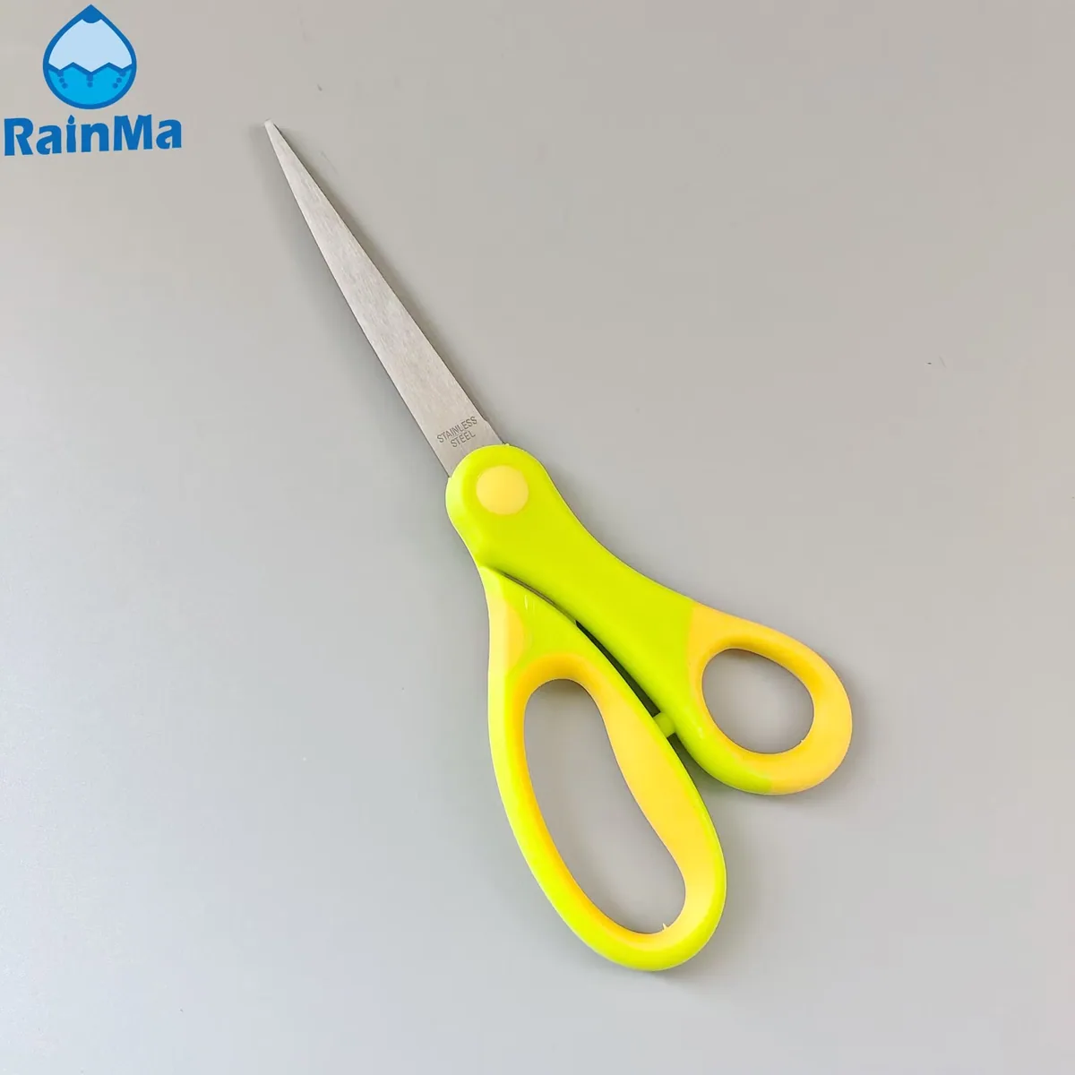 7.25inch Канцелярские ножницы с желто-зеленой резиновой ручкой