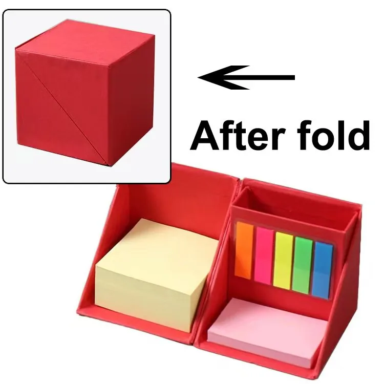 Оптовая индивидуальная кубическая офисная настольная подставка для заметок с ручкой и стикерами