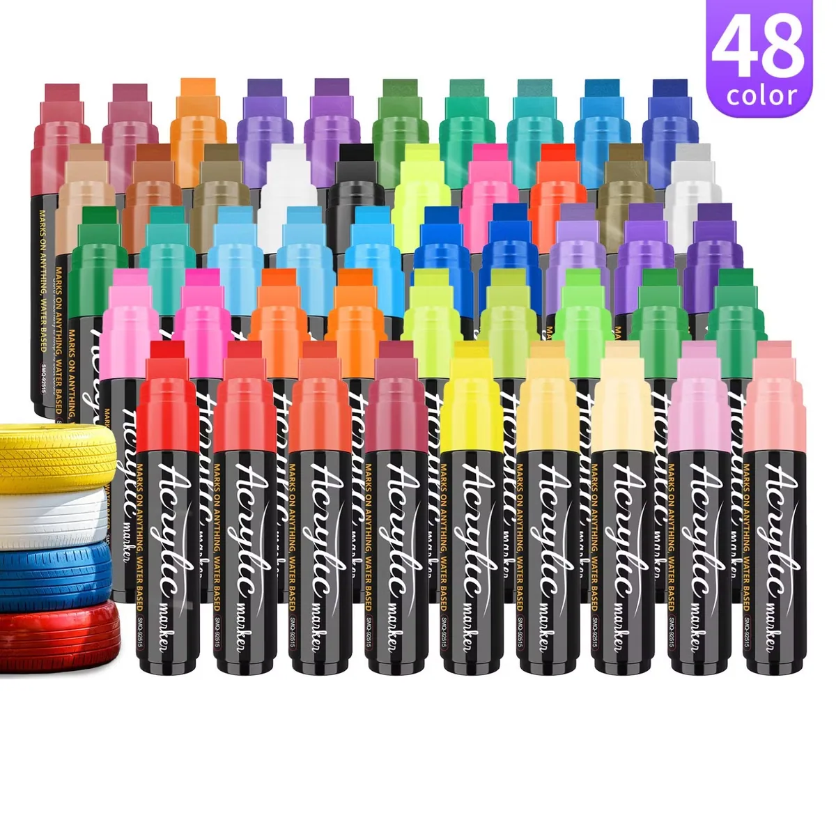 Оптовая 48-Color Высокая ёмкость акриловые маркеры с широкой насадкой, постоянный художественный маркер для настенной граффити и мурала, идеальные канцелярские принадлежности для школы