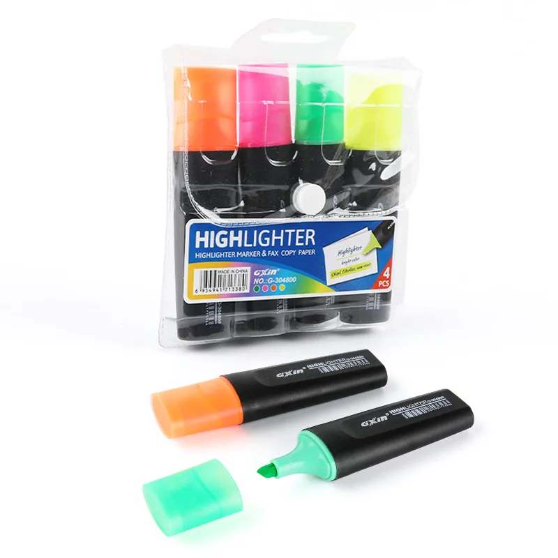 Гксин G-304800-4 4PCS/Set Маркер с яркими цветами, нетоксичный флуоресцентный маркер
