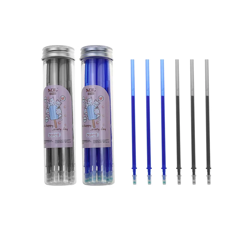 Промоционный 20PCS 0.5mm Синий Черный Стираемый Гелевый Ручка Заправка