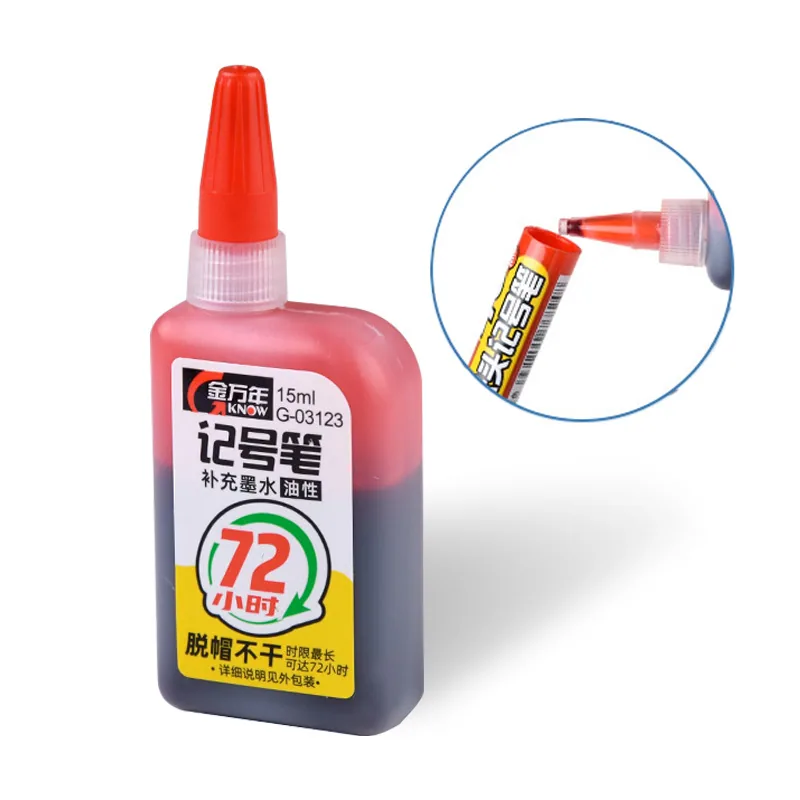 Пополнение 15ml Масляные чернила для маркера высохли на 72 часов для 45mm маркерной ручки