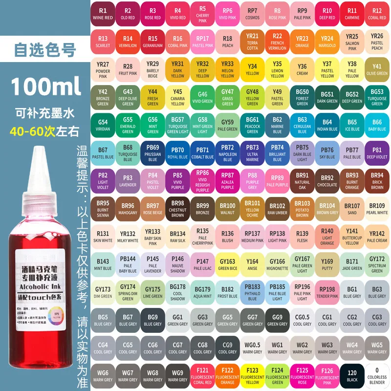 Оптовая фабрика высококачественного пополнителя чернил для маркеров 100ml водяные масляные чернила для маркеров
