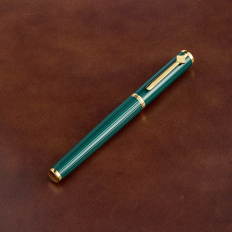 Британский гонки Зеленый полосатый фонтан Pen Ретро Испишение каллиграфия Перо С алмазным зажимом и золотистого цвета