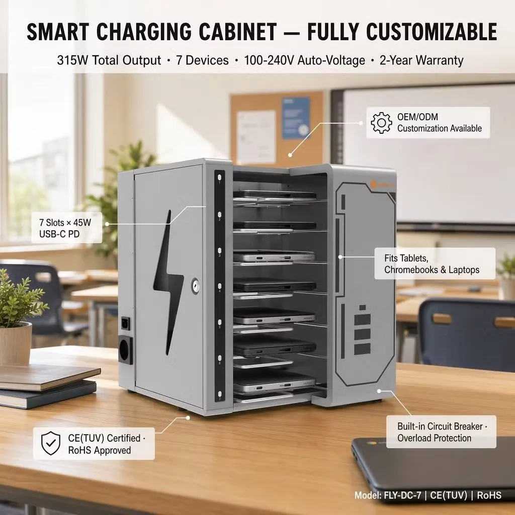 Новый продукт Многопортовый 30W/45W Зарядный шкаф, станция зарядки Type-C и USB-a для хранения планшетов и ноутбуков