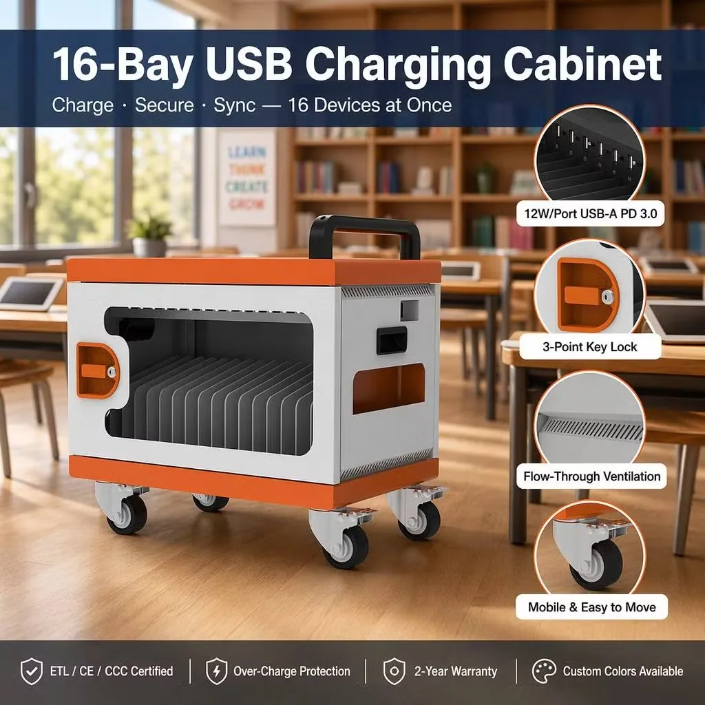 Новая обновленная Usba 12W безопасная станция зарядки для ноутбуков, 16 и 32 Bay AC Type-C 18W зарядное устройство для планшетов и ноутбуков