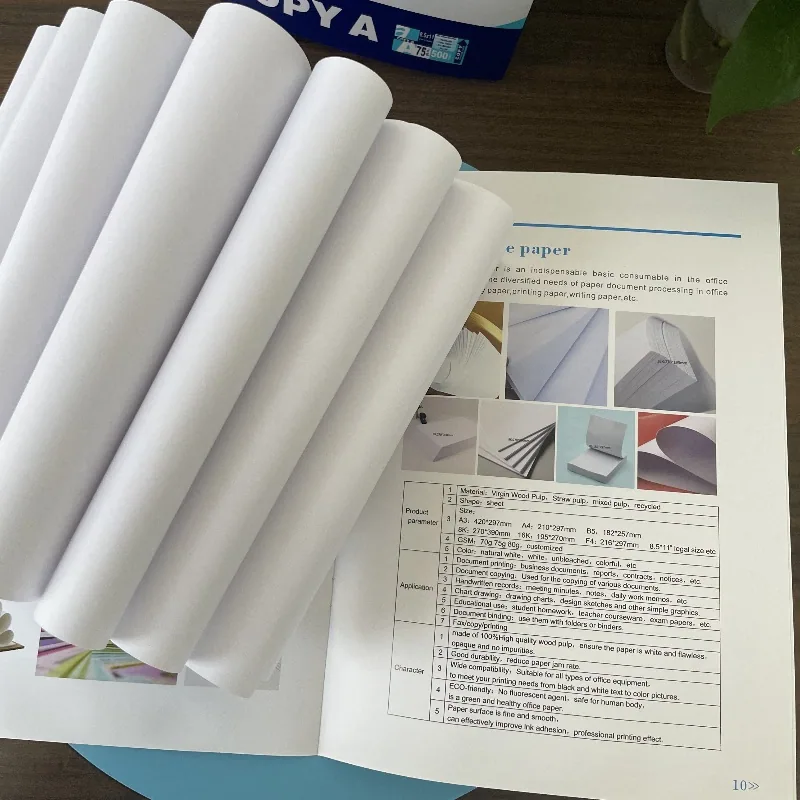 Кастомная древесная целлюлоза A4 70GSM Письменные принтерные многофункциональные 500 листы копировальной бумаги