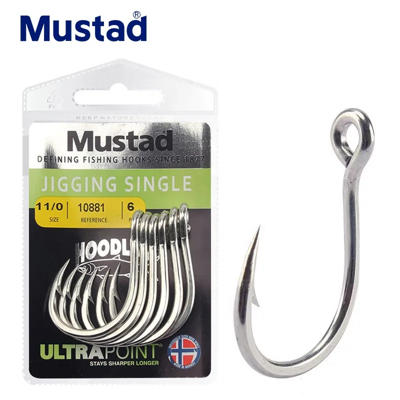 10881 Крючки для джиговой рыбалки Mustad, жесткая приманка, глубоководная, высокоуглеродная сталь