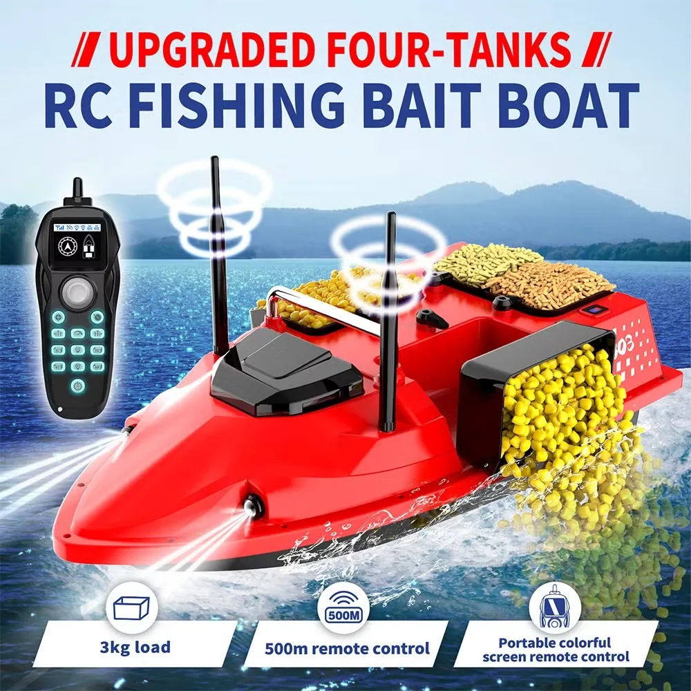V803 Радиоуправляемая лодка для ловли рыбы с эхолотом 4-Bait Двойная антенна и светодиодный пульт для ловли карпа