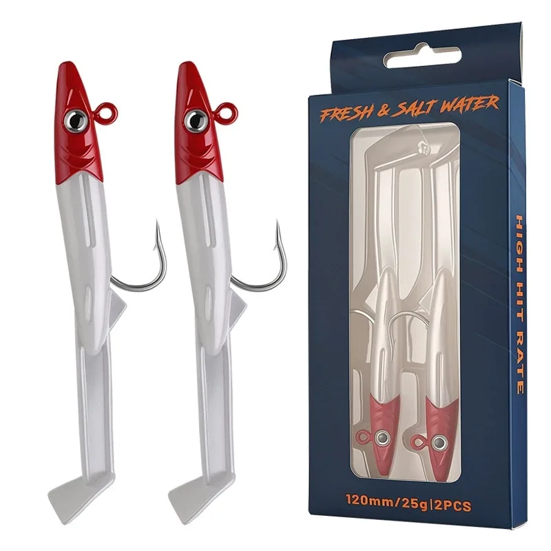 2PCS Приманка в форме угря 8.5cm 10.8g Приманка с грузом и хвостом в форме весла, одинарный крючок, искусственная рыболовная приманка для пресной и соленой воды