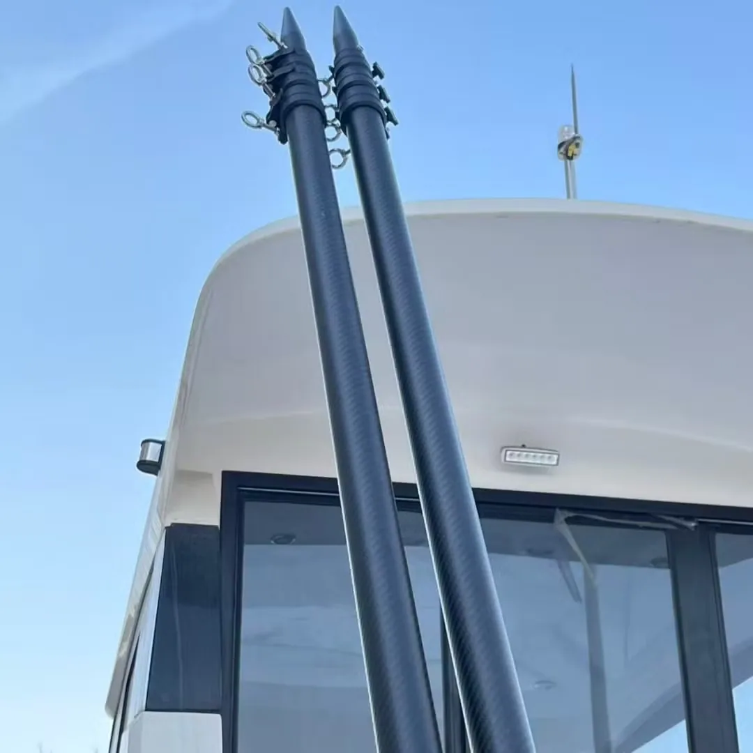 Кастомизированные 3K черные 15FT 20FT 22FT 1.5in телескопические удилища для рыбалки с аутригерами