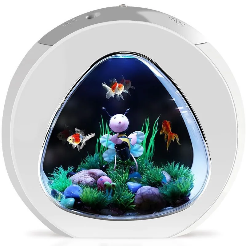 Акрилный настольный аквариум в коробке с насосом и фильтрацией для рыбки бетта, удобный настольный рыбный аквариум в коробке