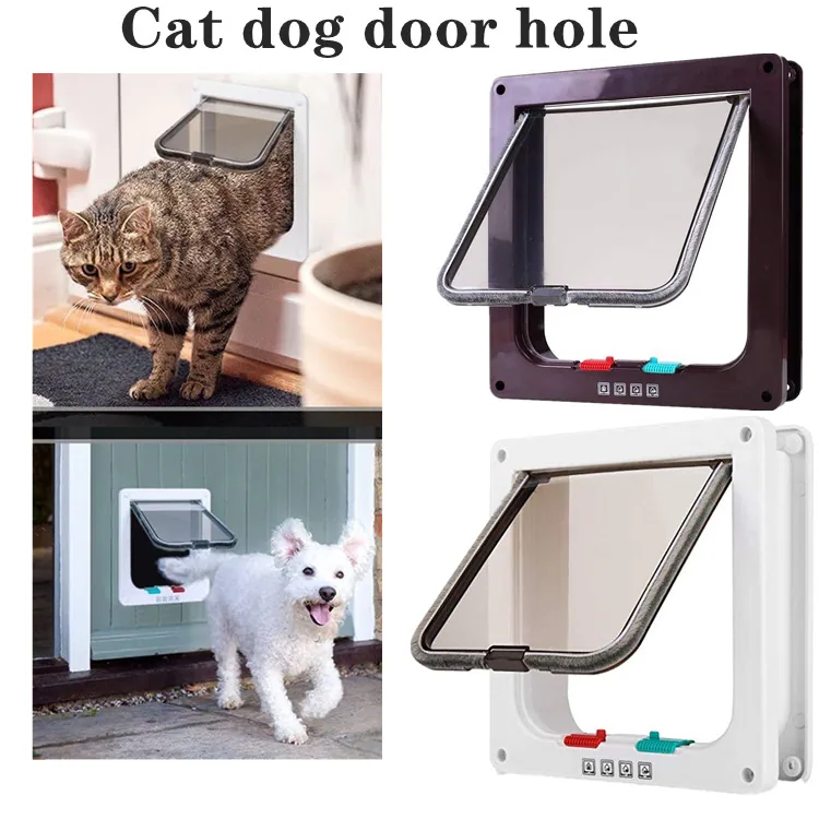 4-х полосная блокировка двери Cat Dog для внутренних наружных дверей Водонепроницаемая дверь PET прочная рама дверей DIY Easy Install Hardware Комплект